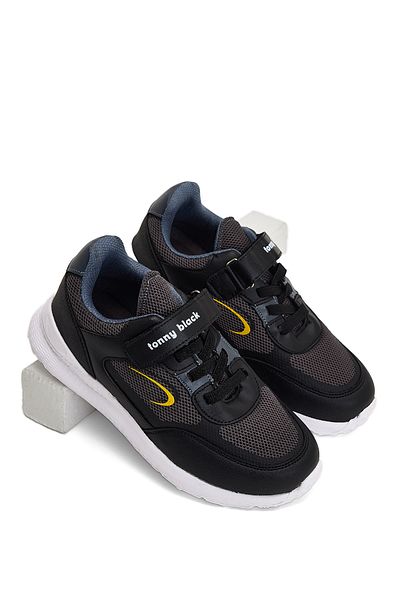 Tonny Black Παιδικά Unisex Smoked Black Faylon Παιδικά παπούτσια Velcro