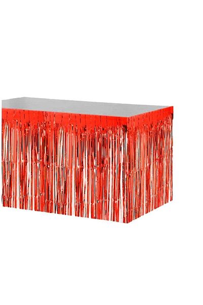 Big Party Tasseled Table Skirt with Box Red Color 270x75 Cm