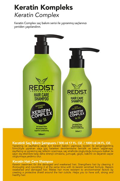 Redist 1000ml Keratin Hair Care Shampoo + Ac Class Hair Mask