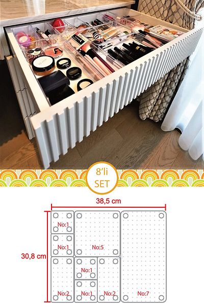 color house مجموعة من 8 منظمات للأدراج، مجوهرات للمكياج، مطبخ، حمام، هواية، ثلاجة، منظم للأدوية