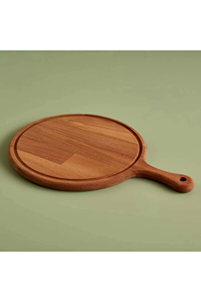 Evistro لوحة عرض بيتزا خشبية مزخرفة بمقبض دائري 30 سم