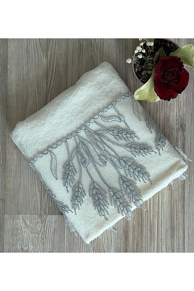 Çeyiz Bahçesi βελούδινη πετσέτα κρέμα 50 × 90