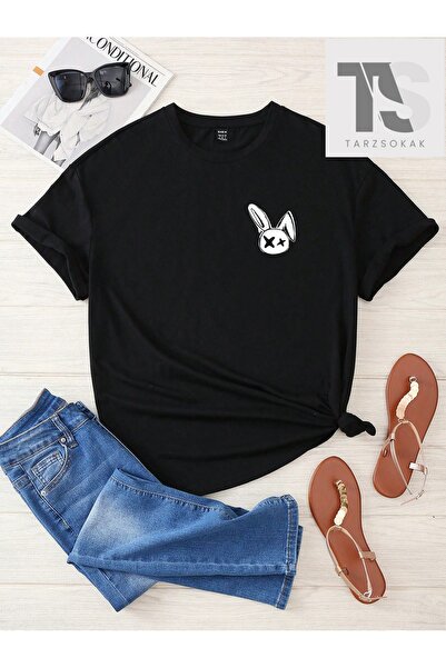 Tarzsokak Coolane T-shirt με γραφικά κουνέλια και γράμματα, με ανοιχτούς ώμου...