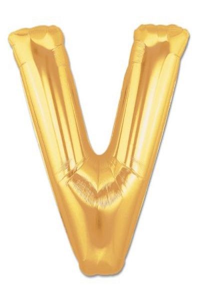 Kazanabil GOLD COLORED FOIL BALLOON LETTERS V LETTER