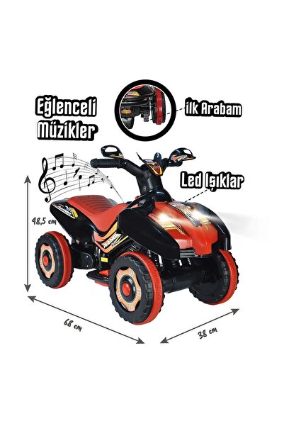 ROBO Led Işıklı Müzikli Akülü Atv-motor Kırmızı