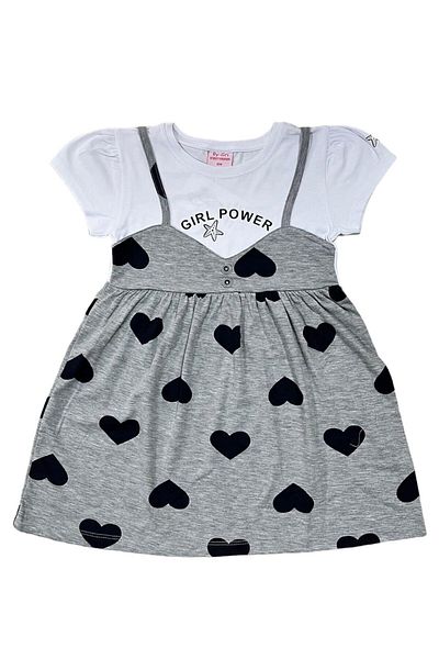BY-GRİ SHORT SLEEVE SKIRT PRINTED GIRL'S DRESS