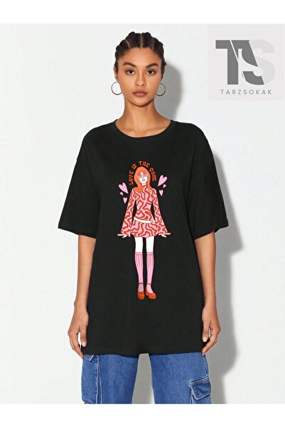 Tarzsokak Tricou supradimensionat cu grafică Isabela Taranto și umeri goi