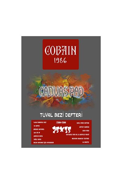 Bordosanat Cobain Canvas Pad Canvas Cloth Notebook 25x35cm (224GR GESSOLU) with Size Options
