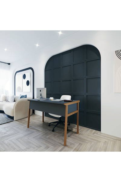 lagomood Zenith Çalışma Masası Kitaplık Takım 120cm Antrasit Ceviz