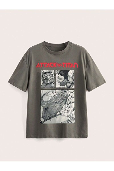 Tarzsokak Tricou ROMWE X Attack on Titan cu litere și grafică în formă de lit...