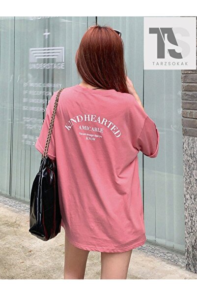 Tarzsokak Tricou oversize cu umăr fără umăr cu slogan