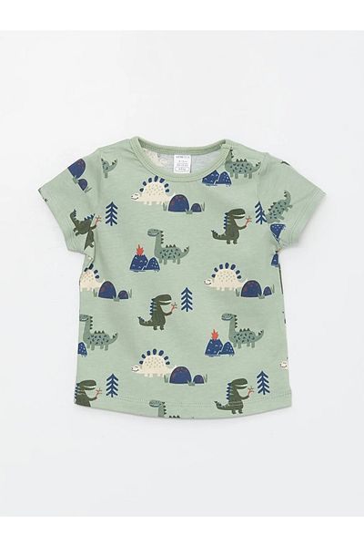 LC Waikiki LCW ECO Crew Neck Short Sleeve Printed Baby Boy Pajamas Set with Shorts