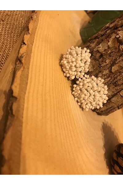 ArsenDesign White Sand Beaded Large Ball Earrings