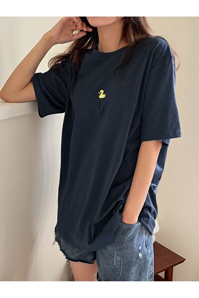 Tarzsokak Tricou cu umăr în picătură brodat cu rață