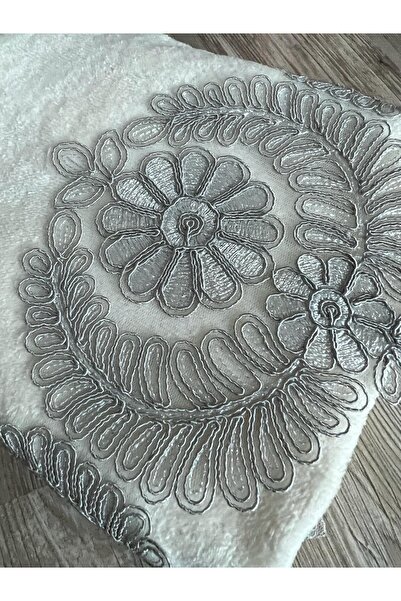 Çeyiz Bahçesi Крем-сірий комплект з двох рушників Kure