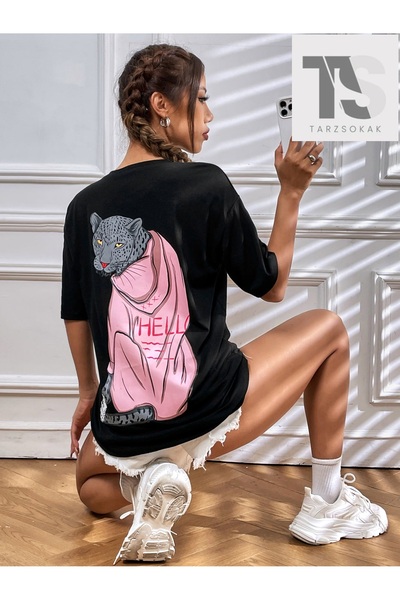 Tarzsokak Tricou supradimensionat cu grafică de desene animate Elena Ilustra,...