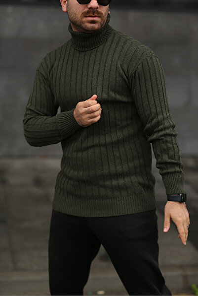 MartinoButik Men's Khaki Unisex Turtleneck Sweater