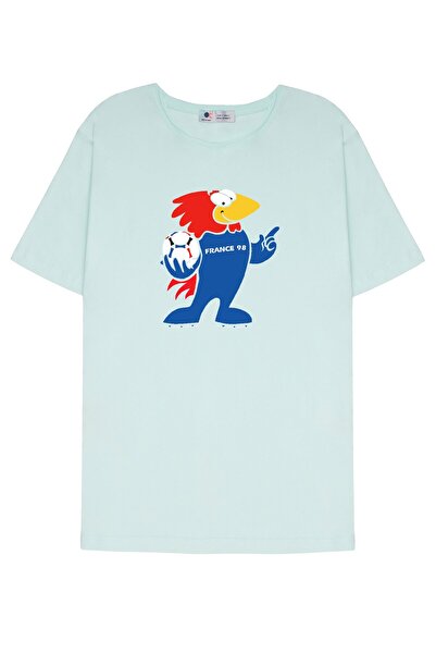 DOT للجنسين النعناع الأخضر القذرة طوق تي شيرت أولد فرنسا كأس العالم 98 التميمة