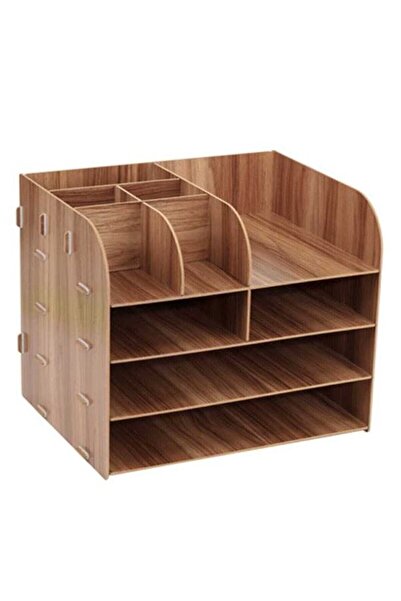 Notpa 10 Bölmeli Evrak Rafı Masaüstü Organizer Dosya Düzenleyici Ceviz (montajı Yapılmış)