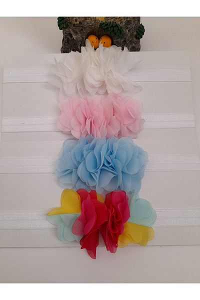 Aksesuar 4-Piece Laser Flower Tulle Baby Bandana Set