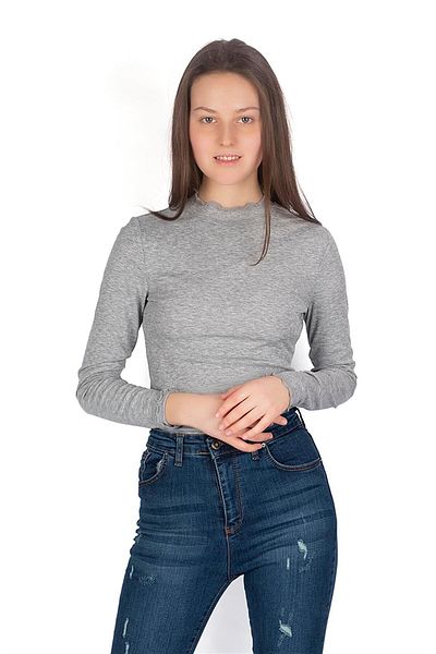 Miss Murem Stand Collar Bodysuit-grey