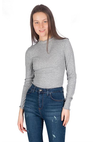 Miss Murem Stand Collar Bodysuit-grey