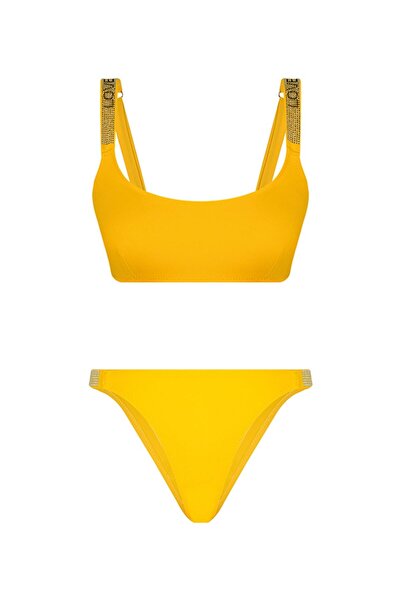 Bonesta Love Taş Baskılı Sarı Atlet Bikini Takımı