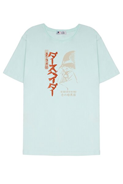 DOT تي شيرت ذو ياقة متسخة باللون الأخضر النعناعي للجنسين