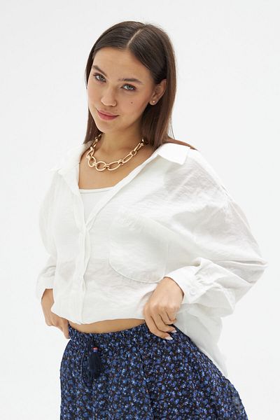 Laluvia Λευκό μακρυμάνικο πουκάμισο Oversize