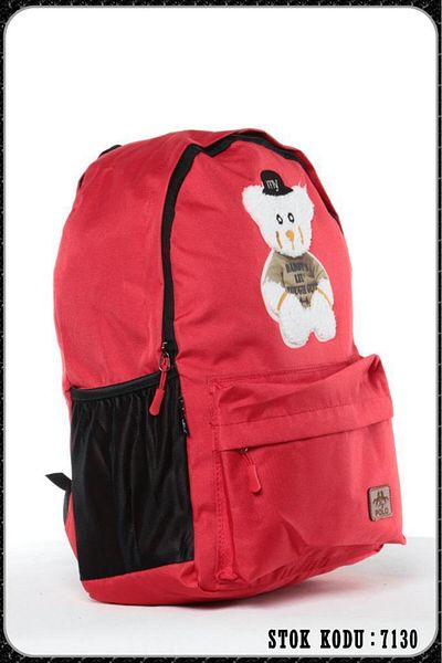 GÜMÜŞ COLLECTİONS Teddy Bear Embroidered Schoolbag High School - Junior High School Backpack