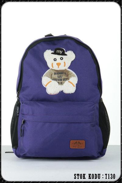 GÜMÜŞ COLLECTİONS Teddy Bear Embroidered Schoolbag High School - Junior High School Backpack