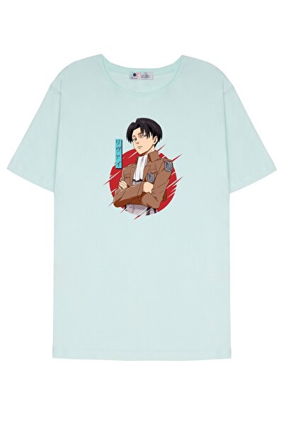 DOT تي شيرت ذو ياقة متسخة باللون الأخضر النعناعي للجنسين Attack on Titan Capt...