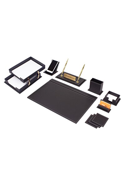 Güner Ofis Vega Sümen Takımı Siyah 11 Parça Ikili Evrak Raflı - Isimlik