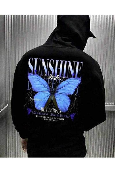 NZN COLLECTION Unisex Γυναικεία Ανδρικά Oversize Sunshine Butterfly με κουκούλα