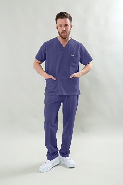 Scrubssy Premium Comfort Erkek Indigo Scrubs Cerrahi Medikal Takım