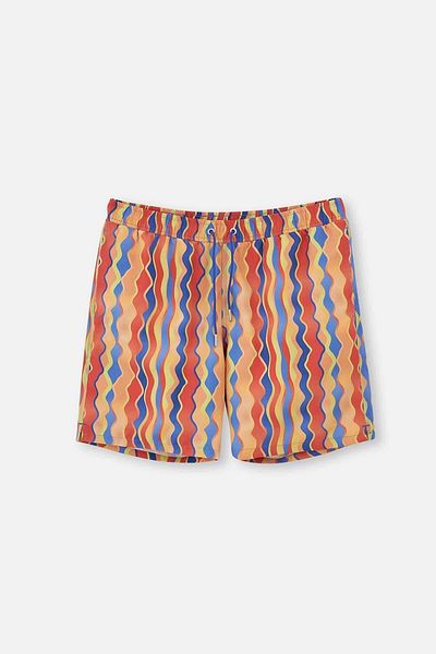 Dagi Blau-gelb gemusterte mittelgroße Badeshorts