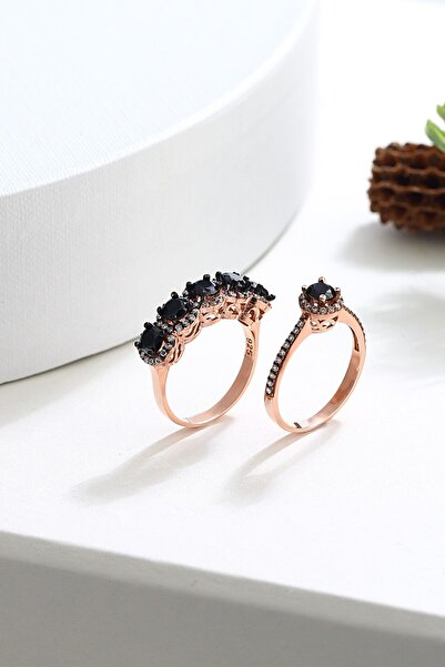 MySilvers Onix Taşlı Pırlanta Modeli Gümüş Yüzük Kombin