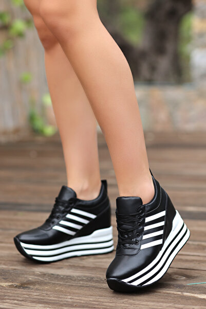 LEYDİ SHOES Lina Toc Ascuns Negru Mat Sport