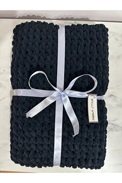 MERUT STYLE HAYATINI RENKLENDİR El örgüsü puffy siyah burgu desen bebek ve tv battaniyesi