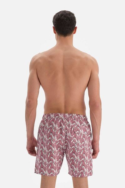 Dagi Rosa - Mittelgroße Badeshorts mit Giraffenmuster in Ecru