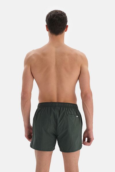 Dagi Khakifarbene Mini-Badeshorts mit Karomuster