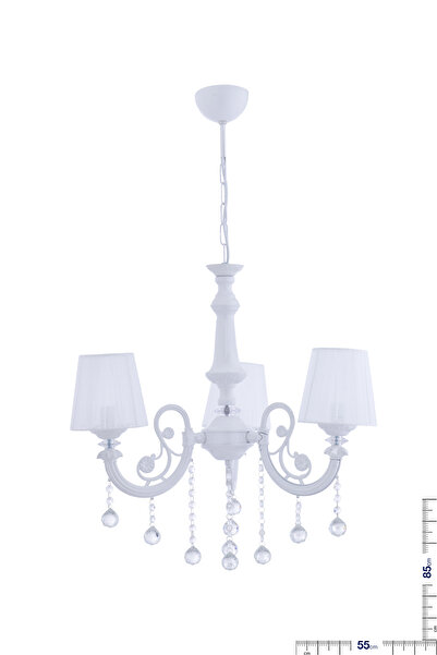 özpolataydınlatma TURNA 3 LÜ BEYAZ ŞAPKALI LÜX AVİZE (BEYAZ)