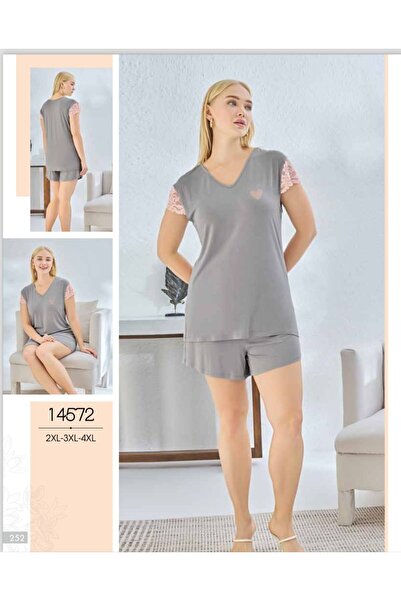 Sevim 14572 TAŞ BASKILI BATTAL BOY ŞORT TAKIM