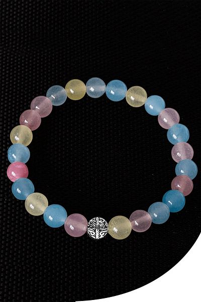 Tesbih Atölyesi Certified Aquamarine-Heliodor-Morganite Stone Bracelet - With Silver Device