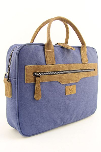 HNB Servietă unisex din pânză albastră indigo, impermeabilă, pentru laptop de 15,6 inchi (GANTĂ DE MÂNĂ CADOU)