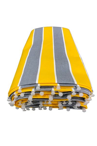DEVRİM OLİVYA TEKSTİL BALCONY CURTAIN Height 200cm Balcony Curtain Horned Lace-up Sunshade Balcony Curtain YELLOW GRAY