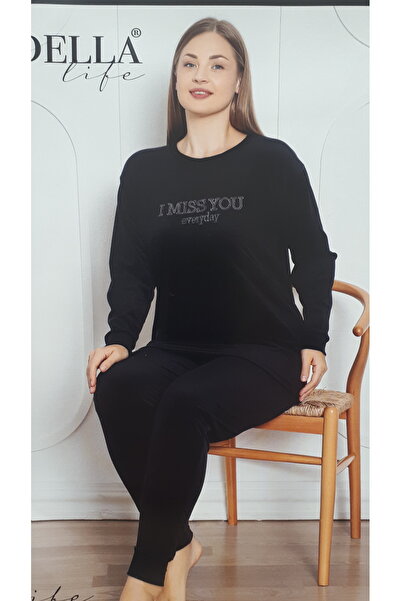 Modella Life Βελούδινο Σετ Πιτζάμες Battal Mother 2294-K Μαύρο