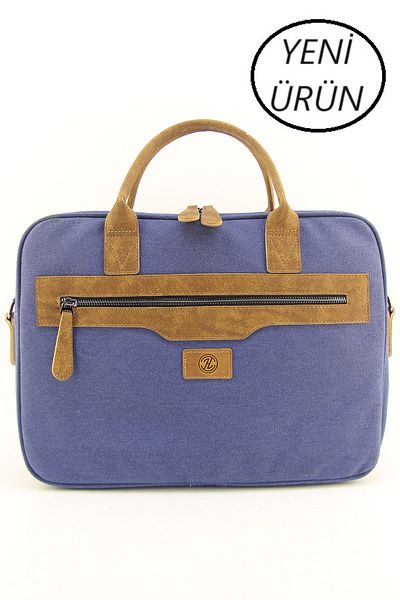HNB Servietă unisex din pânză albastră indigo, impermeabilă, pentru laptop de 15,6 inchi (GANTĂ DE MÂNĂ CADOU)