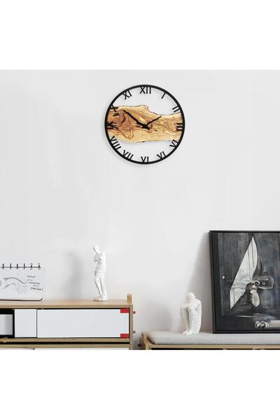 CajuArt Roman Numeral Tree Slice Log-Shaped Round Wall Clock Md2 40 cm Decorative Design Clock