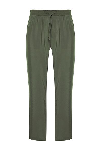 Trendyol Collection Khaki Regular Fit elastický pas se zavazováním Modal, smíšené kalhoty s měkkým knoflíkem Tmnss24Pl00000